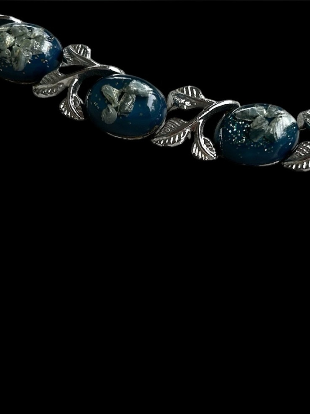 1950s Lucite Blue Confetti Necklace and Clip-on Earting